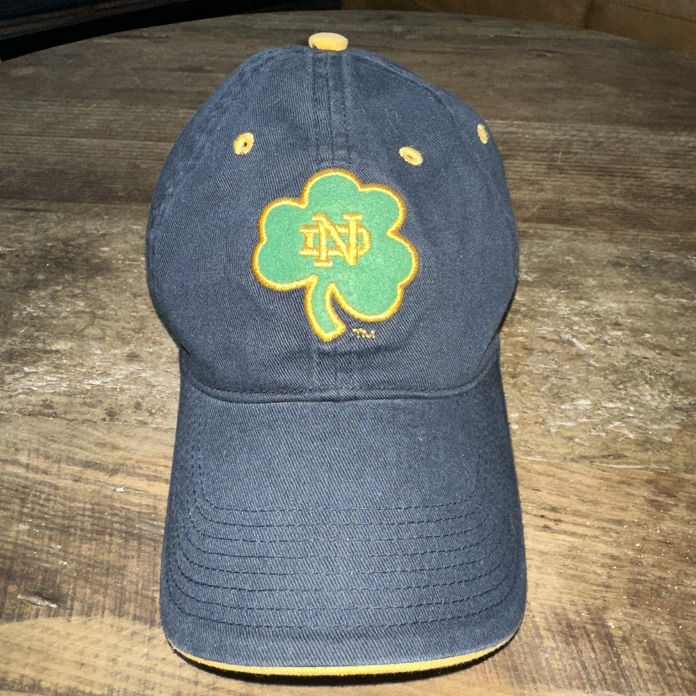 Vintage 90s The Game‎ Notre Dame Fighting Irish Strapback Hat ND Shamrock EUC